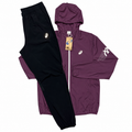 ASICS Icon Jacket & Core Pants in Dark Aubergine / Black