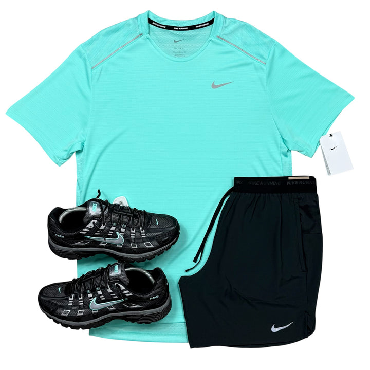 Nike Miler T-Shirt, 7in Flex Shorts & P-6000 Trainer ‘Hyper Turquoise / Black’
