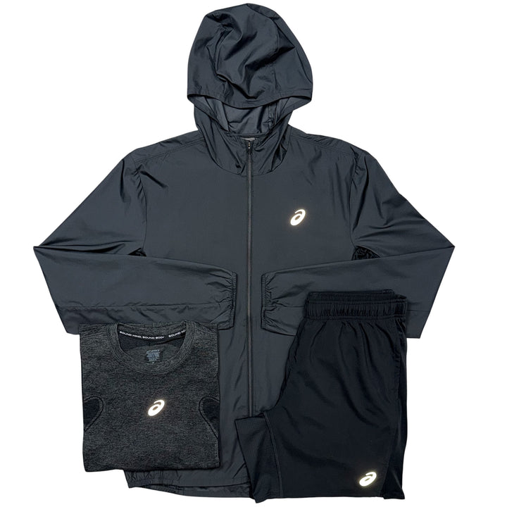 ASICS Core Jacket, Seamless T-Shirt & 7in Core Shorts ‘Black’