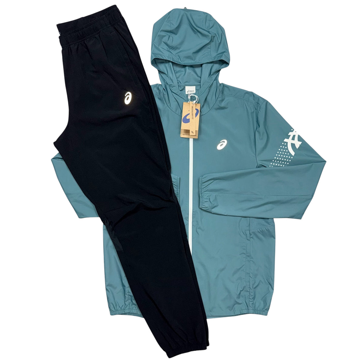 ASICS Icon Jacket & Core Pants in Foggy Teal / Black