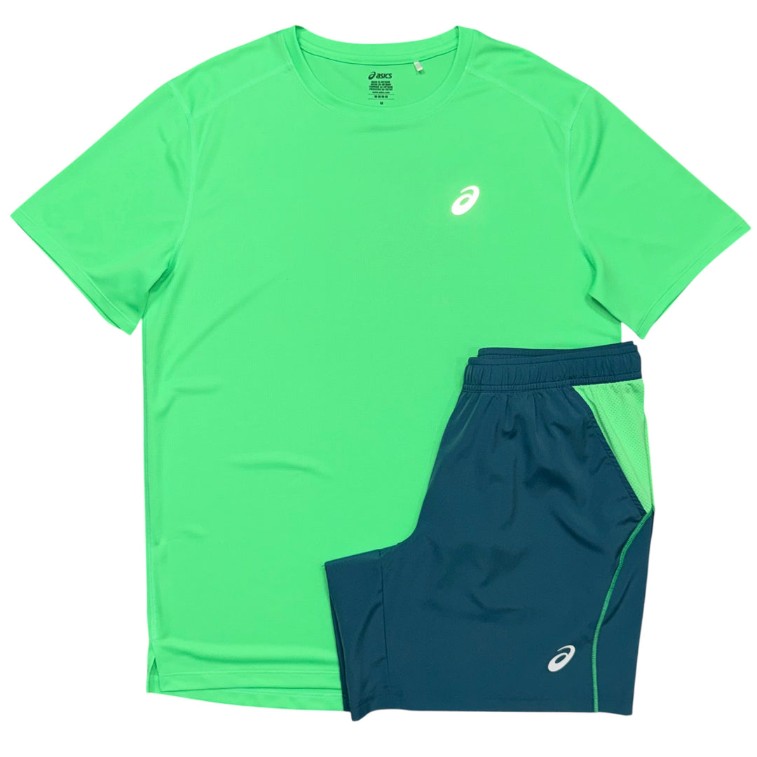 ASICS Core T-Shirt & 7in Court Shorts ‘Light Teal / Vital Green’