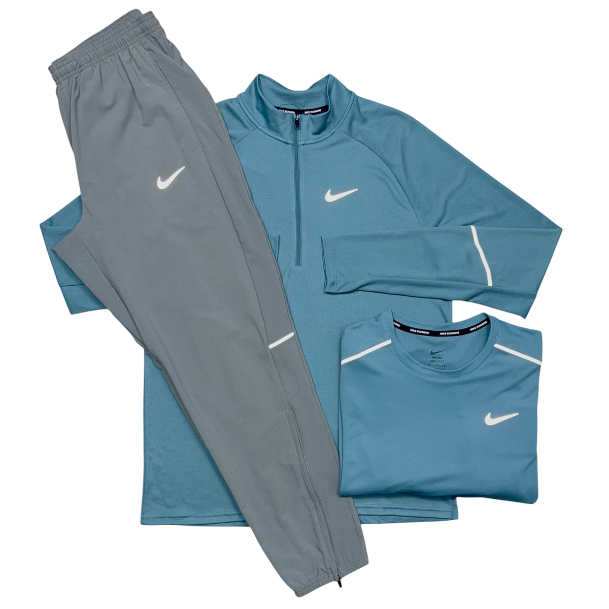 Nike Miler 1/4 Zip, Miler T-Shirt & Miler Pants ‘Teal / Grey’