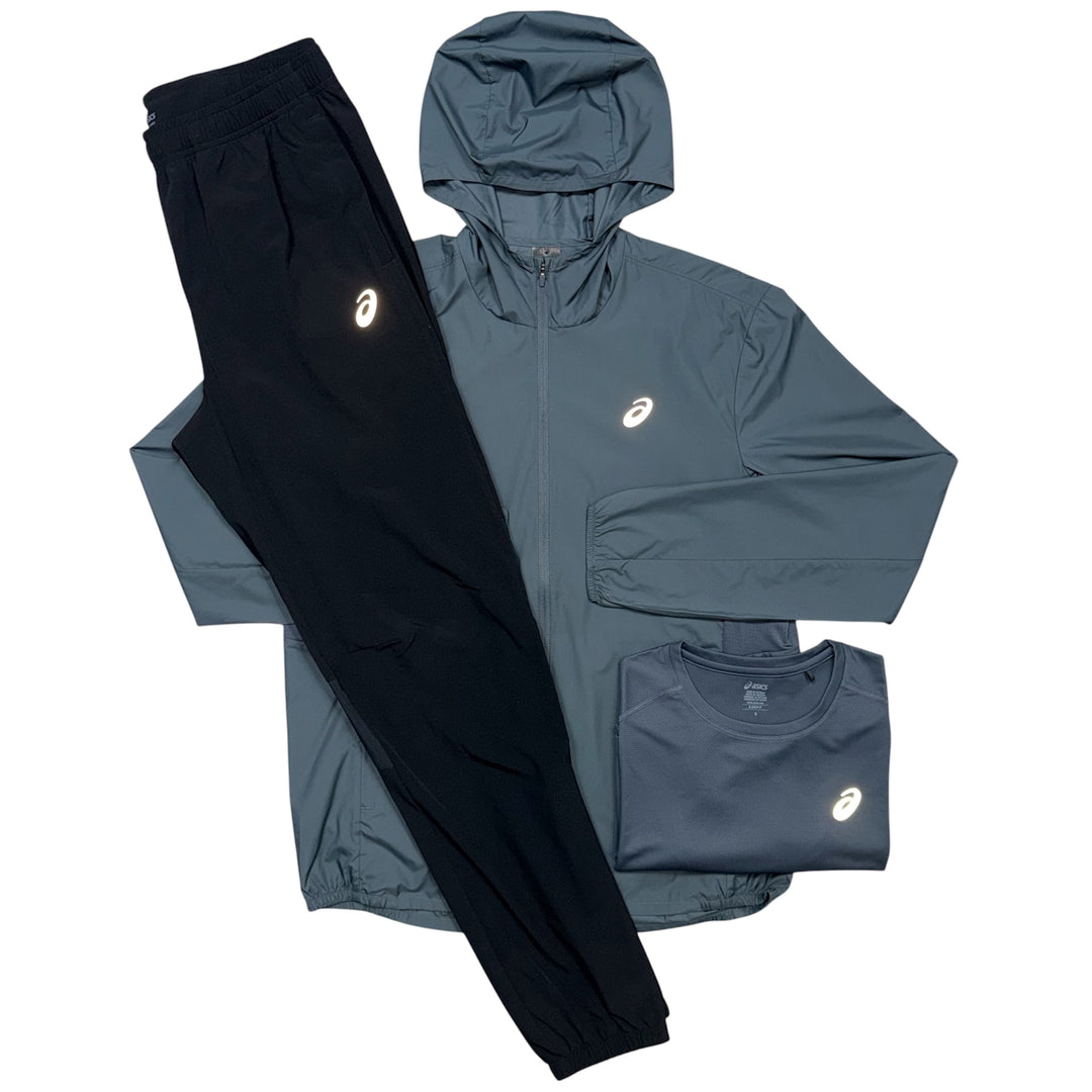 ASICS Core Jacket, Core T-Shirt & Core Pants ‘Grey / Black’